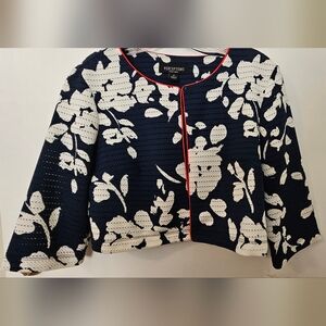 NWT Perceptions White Flora on Blue Bolero Shrug Jackets Red for Womens Size 12